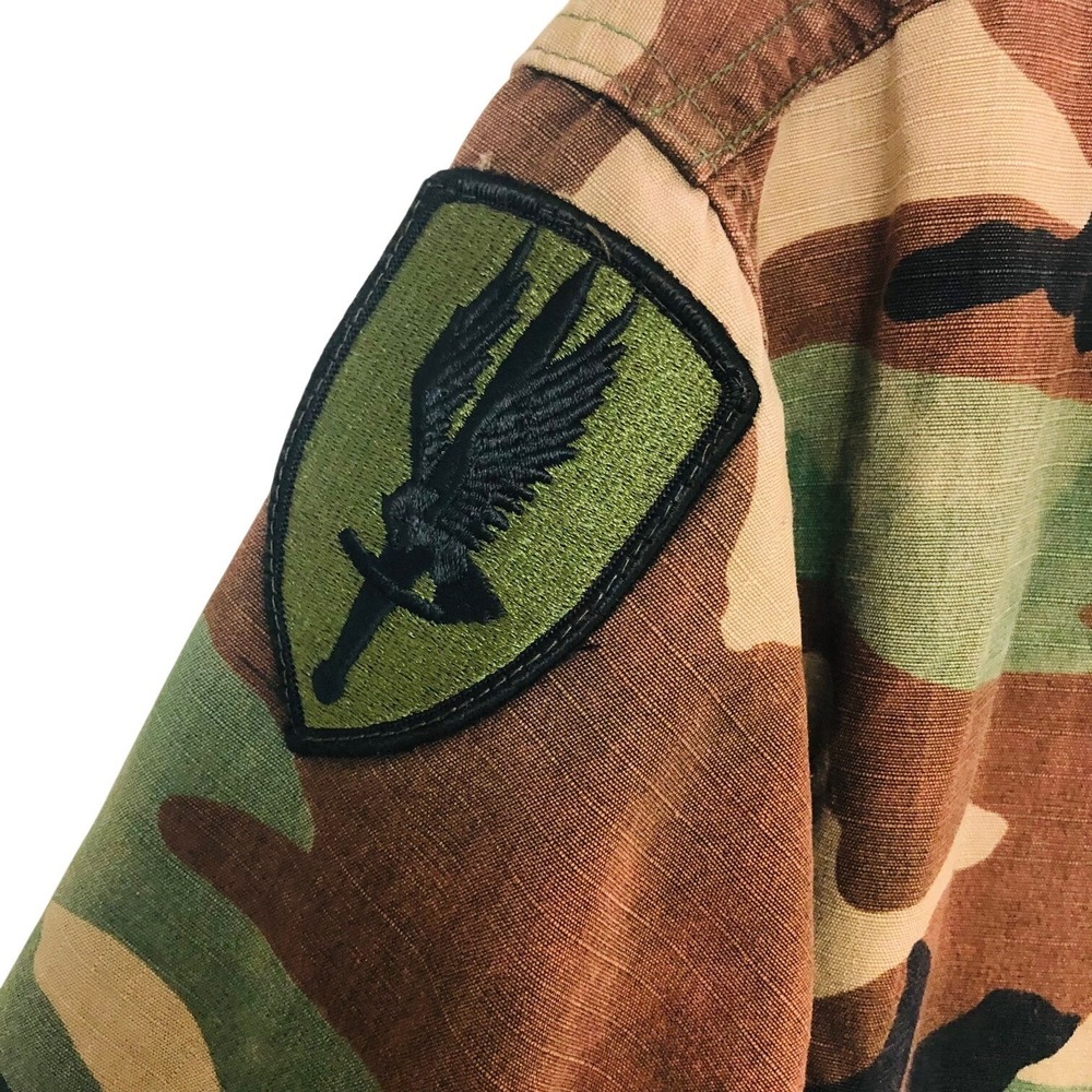 Vintage Army‎ Woodland Camo Combat Jacket 1986 1st Aviation Brigade Mens M - Picture 4 of 12